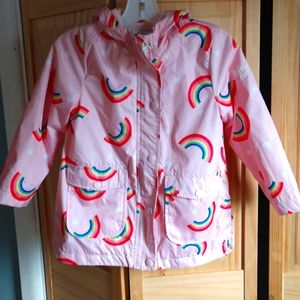 OshKosh Bgosh girls pink rainbow raincoat, size 5